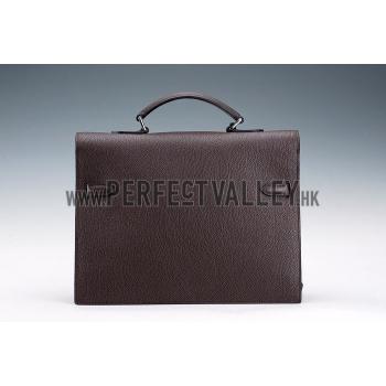 Hermes Kelly Briefcase Silver Hardware Dark Brown