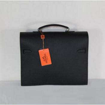 Hermes Briefcases H269 Briefcase Cow Leather Black Bag