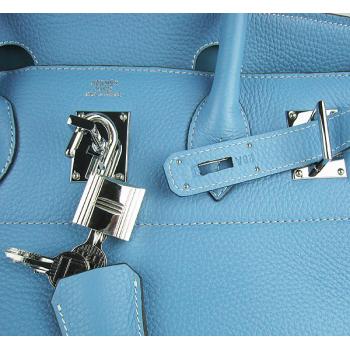 Replica Hermes Birkin 6109 Cow Leather Blue