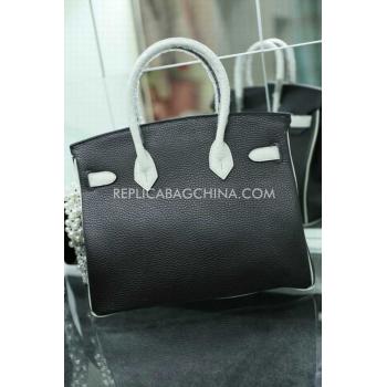 Hermes Birkin Handbag Genuine Leather Black Replica