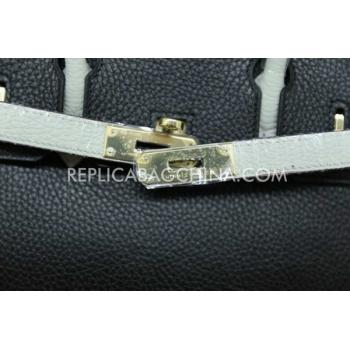 Hermes Birkin Handbag Genuine Leather Black Replica