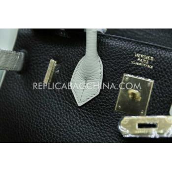 Hermes Birkin Handbag Genuine Leather Black Replica