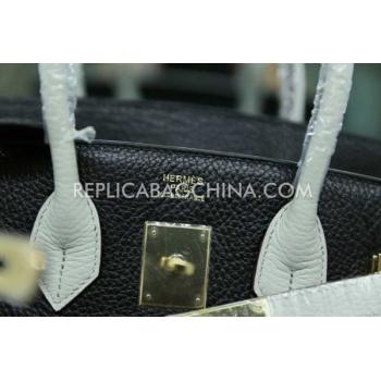 Hermes Birkin Handbag Genuine Leather Black Replica