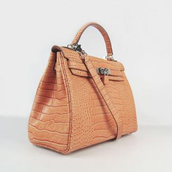 Hermes Kelly 6108 2way Crocodile Orange