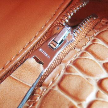 Hermes Kelly 6108 2way Crocodile Orange