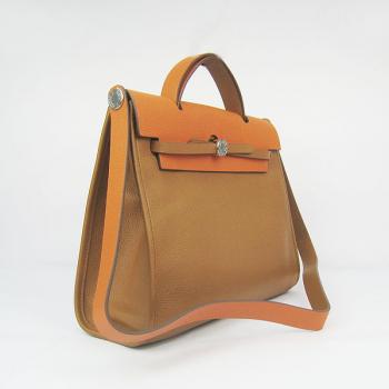 Hermes Herbag 60667 2way Cow Leather Coffee Replica