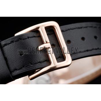 Hermes  MOP Dial Black Leather Strap Replica