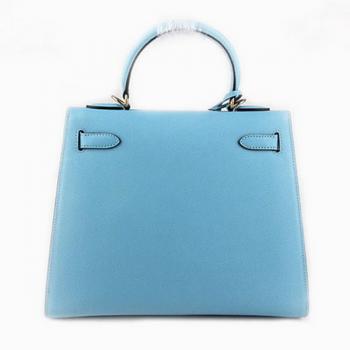 Hermes Original leather HK28 Handbag Lambskin Blue