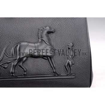 Hermes Birkin Horse Embossed Gold Hardware Tote Black