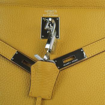 Hermes Kelly 6308 2way Cow Leather Yellow Handbag