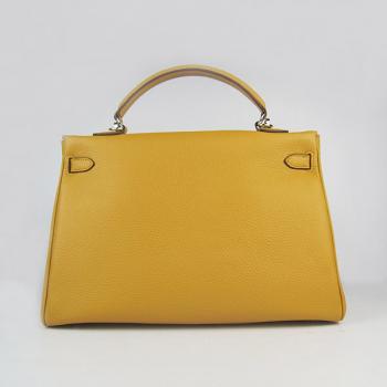 Hermes Kelly 6308 2way Cow Leather Yellow Handbag