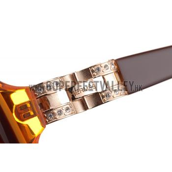 Replica Hermes Oversized Round Frame Brown Sunglasses 308099