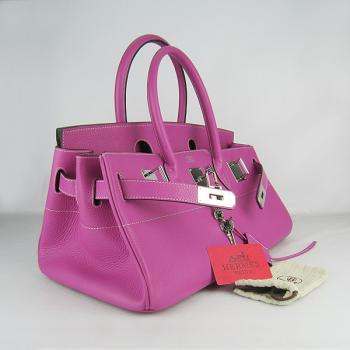 Hermes Birkin 6109 Handbag Cow Leather Purple