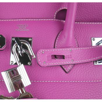 Hermes Birkin 6109 Handbag Cow Leather Purple