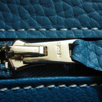 Hermes Original leather H1043 2way Lambskin Blue Bag