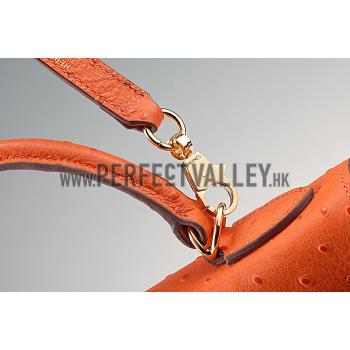 Replica Hermes Kelly 32 Orange Ostrich Leather 607480