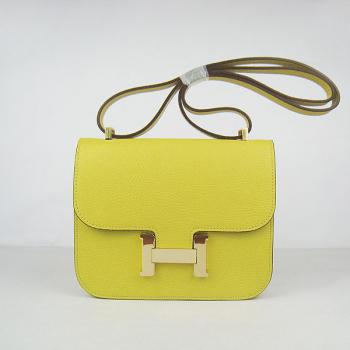 Hermes Constance H107 Cross Body Bag Cow Leather Yellow