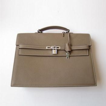 Replica Hermes Briefcases H269 Unisex Grey Handbag