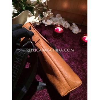 Hermes Mens Shoulder Bag Leather Brown