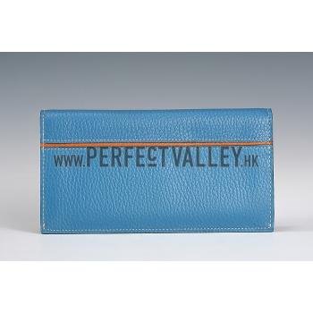 Hermes Fleming Long Wallet Blue 18926958