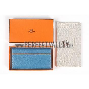 Hermes Fleming Long Wallet Blue 18926958