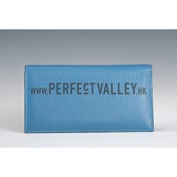 Hermes Fleming Long Wallet Blue 18926958