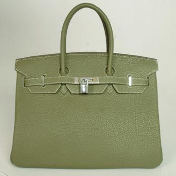 Hermes Original leather HB35 Ladies Cow Leather Green Replica