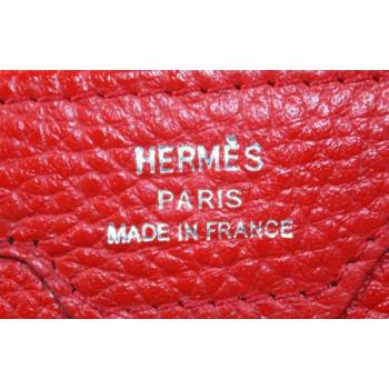 Hermes Wallet H1528 Wallet Cow Leather Red