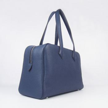 Hermes Bowling H2802 Lambskin Blue Handbag