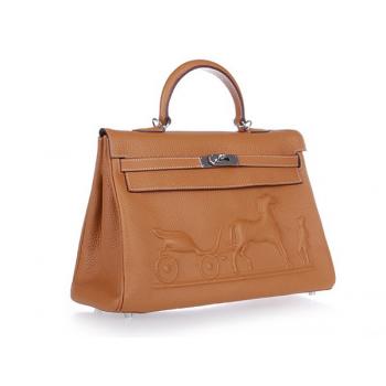 Hermes Kelly 1024 Ladies Cow Leather Coffee Handbag