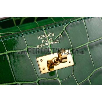 Cheap Hermes Kelly Longue Clutch Crocodile Leather Green 608168