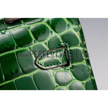 Cheap Hermes Kelly Longue Clutch Crocodile Leather Green 608168