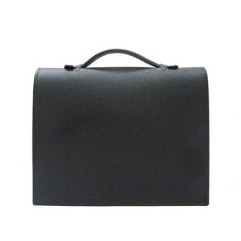 Hermes Briefcases H1048 Unisex Cow Leather Black