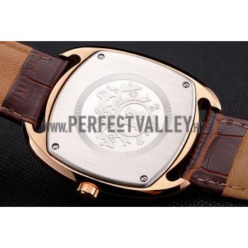 Hermes Dressage White Dial Rose Gold Case Brown Leather Strap