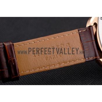 Hermes Dressage White Dial Rose Gold Case Brown Leather Strap