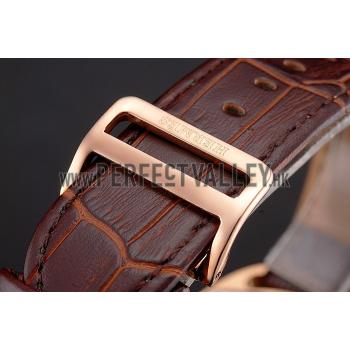 Hermes Dressage White Dial Rose Gold Case Brown Leather Strap