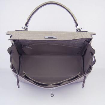 Hermes Kelly 6108 Crocodile Grey Replica