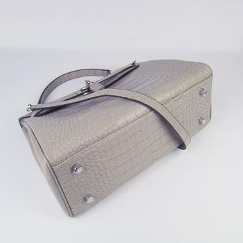 Hermes Kelly 6108 Crocodile Grey Replica