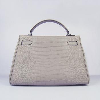 Hermes Kelly 6108 Crocodile Grey Replica