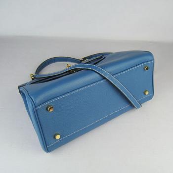 Hermes Kelly 6108 2way Cow Leather Blue HM10419