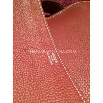 Hermes Mens Shoulder Bag Calfskin Brown Replica