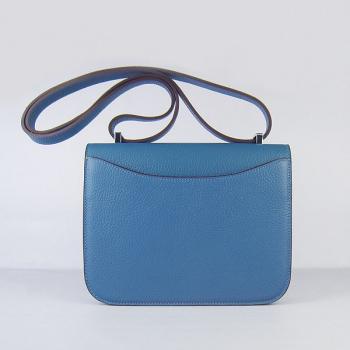 Hermes Constance H107 Cross Body Bag Cow Leather Blue