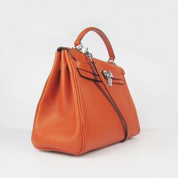 Hermes Kelly 6108 2way Cow Leather Orange Replica