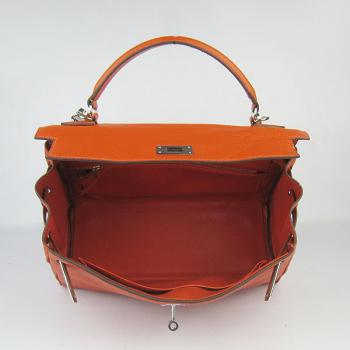 Hermes Kelly 6108 2way Cow Leather Orange Replica