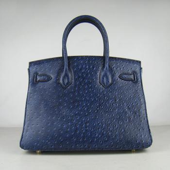 Replica Hermes Birkin 6088 Ostrich Skin Blue Handbag