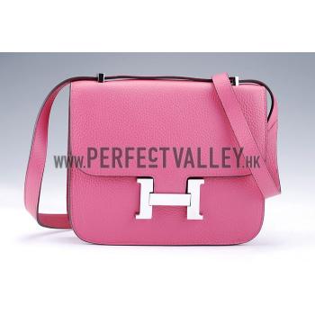 Cheap Hermes Constance Pink with Silver Buckle