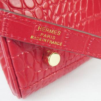 Hermes Kelly 6108 2way Crocodile Red Handbag