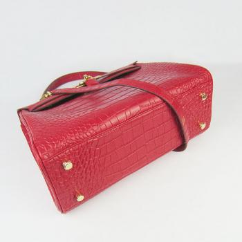 Hermes Kelly 6108 2way Crocodile Red Handbag