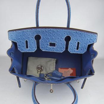 Hermes Birkin 6088 Handbag Ostrich Skin Blue