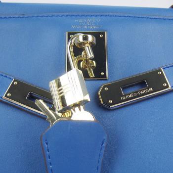 Hermes Original leather 6108 Ladies 2way Blue Bag